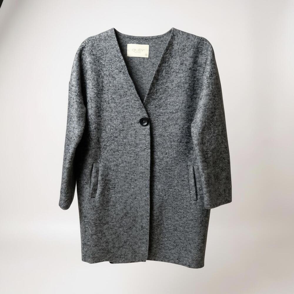 Giusy Italy Wool Cocoon lightweight Coat Medium Grey Minimalist Drop Shoulder